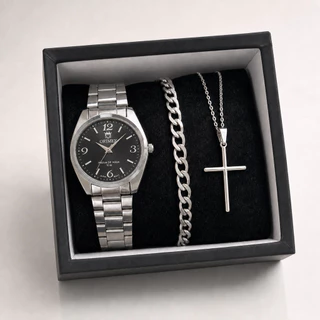 Presente Dia dos Pais Kit Relógio Masculino Orimet com Corrente e Pulseira