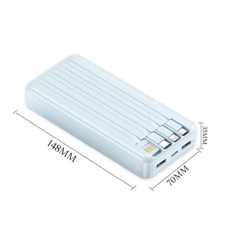 Carregador Portátil 20000mAh ANJGG Powerbank com Fio e Indução