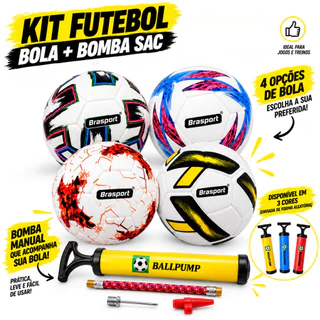 Bola de Futebol de Campo com Bomba Sac Manual Brasport