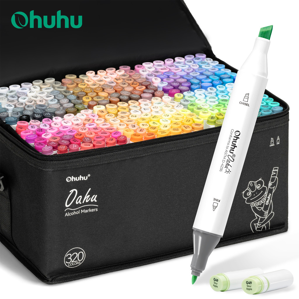 Ohuhu Oahu Conjunto De Canetas Marcadoras De 320 Cores , Marcadores De ...