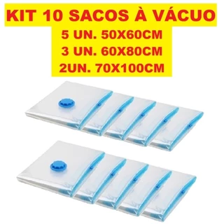 Kit 10 Sacos Á Vácuo Reutilizável Transparente Com Válvula E Bomba USB Recarregável Bivolt em Oferta na Shopee
