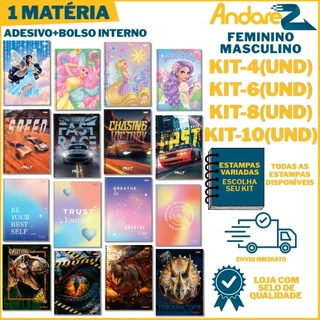Kit Cadernos 1 Materia 4 a 10 Und Capa Dura C/ADESIVO Jandaia A4 FEMININO/MASCULINO CONTO DE FADAS