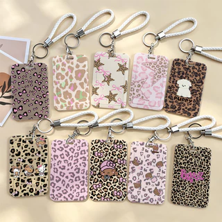 Porta-Cartão Leopardo Y2K Com Cordão Para Crachá Cartão Estudante Transporte Acessório Fashion Feminino Kawaii