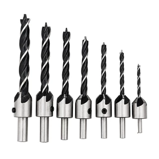 Kit 7 Brocas Escariadoras para Madeira 2mm a 10mm Aço Carbono Furação Precisa