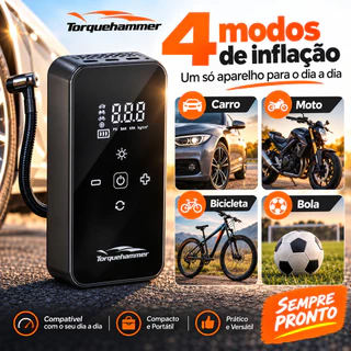Bomba de Ar Portátil Sem Fio 140 PSI | Compressor Digital com LED e Desligamento Automático
