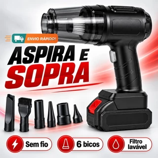 Aspirador de Pó e Soprador Portátil Sem Fio 48V com 6 Bocais