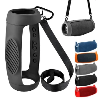Capa De Silicone Para Caixa Som Charge 5 A prova D'água Com Alça De Ombro E Mosquetão