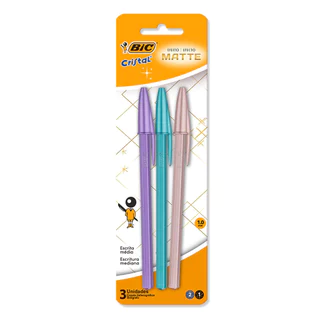 Caneta esferográfica 1.0 Efeito Matte com 3 unidades Bic em Oferta na Shopee
