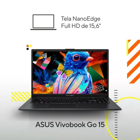 Notebook ASUS Vivobook Go E1504FA AMD Ryzen 5 7520U 8GB Ram 256GB SSD W11 Tela 15 6 FHD NJ825W