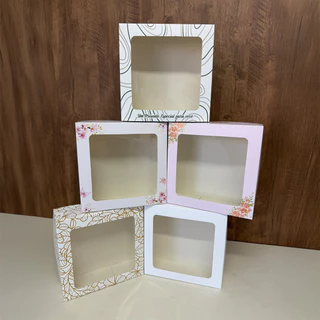 Caixa Presente 20x20x7cm com Visor Acetato | Perfumes | Cosméticos | Roupas