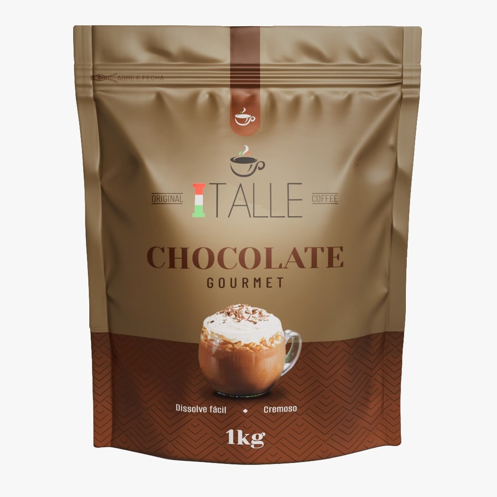Chocolate Café Italle Chocolate Gourmet Chocolate em Pó 1kg Achocolatado Italle