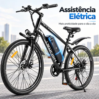 Bicicleta Elétrica Adulto MTB Mountain Bike com Suspensão Dianteira Freio a Disco e Bateria Removível