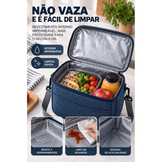 Bolsa Térmica Marmita Lancheira Com Alça Ajustável