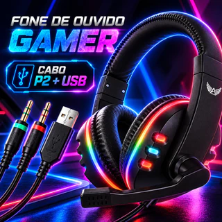Fone de Ouvido Headphone com fio Gamer Para Pc Ps4 Ps5 Xbox One
