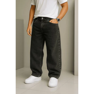 Calça Balão Jeans Masculina Bag Boca Larga Streetwear Reta