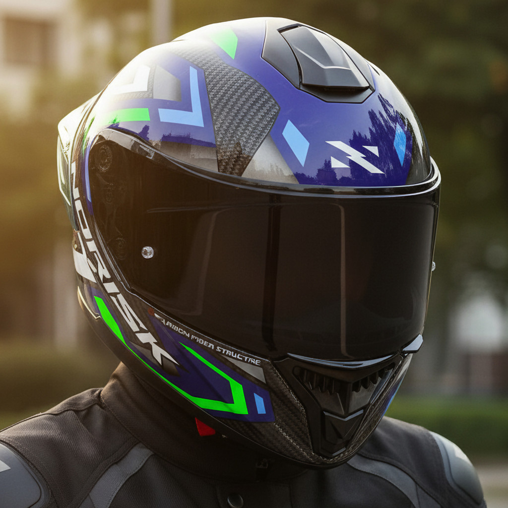 Capacete Norisk Carbon R Spot Azul Fibra de Carbono