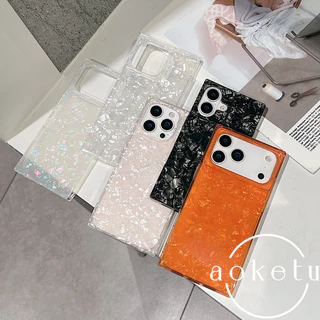 Luxuosa Capa De Telefone Quadrada Legal Laranja Adequada Para iPhone 13 14 15 16 17 Pro Max semi Transparente Com Tudo I