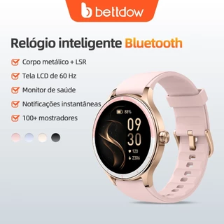 Smartwatch feminino BETTDOW: tela LCD de 1,27 polegadas, resistência à água IP68, caixa de liga metálica, modo esportivo
