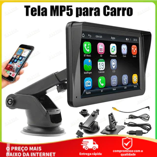 Tela MP5 para Carro 7 Polegadas Touch Bluetooth 5.0 CarPlay Android Auto USB FM Suporte Câmera de Ré acessórios de carro