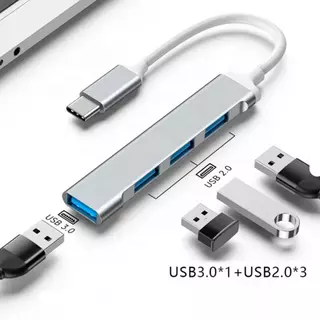 Hub USB Tipo C 4 Portas 3.0 e 2.0 Adaptador Notebook PC Expansor USB Alta Velocidade