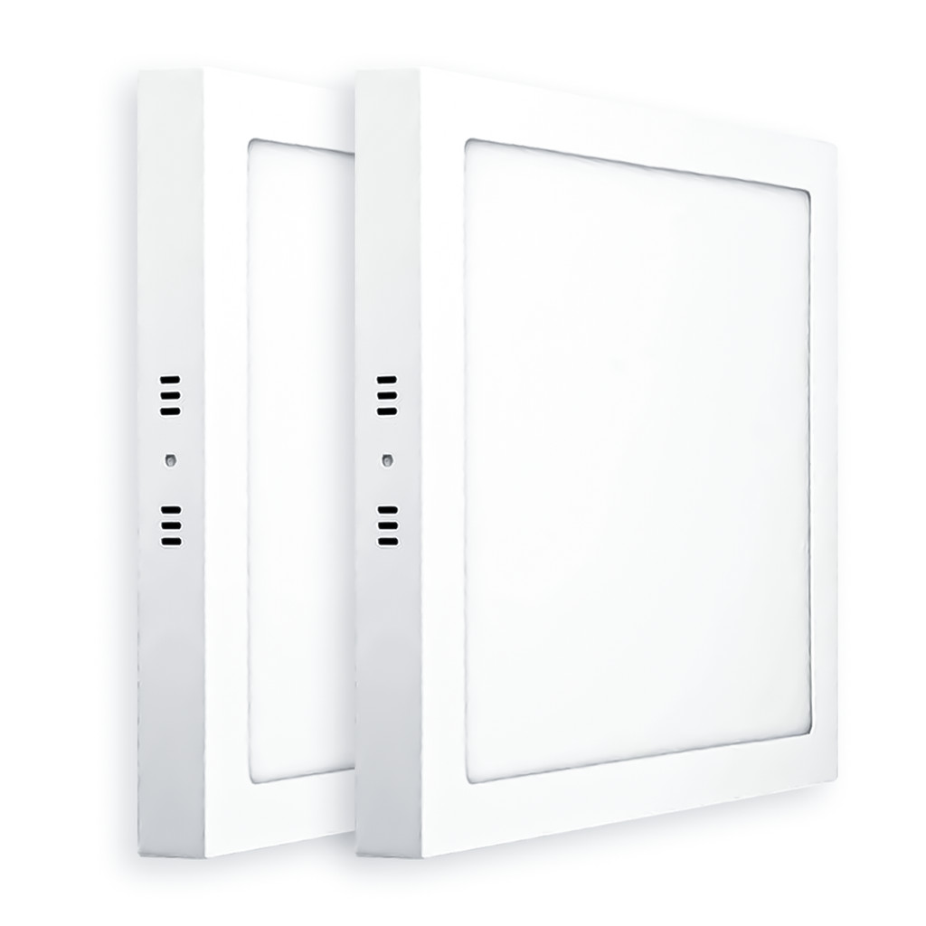 Kit 02 Plafon Painel LED Sobrepor Quadrado 22x22cm 18W 6000K