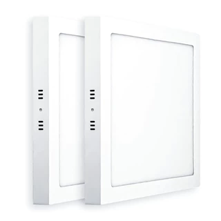 Kit 02 Plafon Painel LED Sobrepor Quadrado 22x22cm 18W 6000K