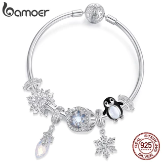 Bamoer 925 Prata Esterlina Charme Floco De Neve Fosco Inverno Série Pingente DIY Para Pulseira Presentes Mulher em Oferta na Shopee