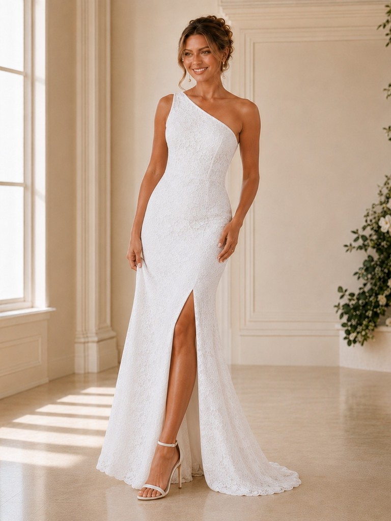 Vestido Noiva Casamento Longo Branco Renda Ombro Só Maxi