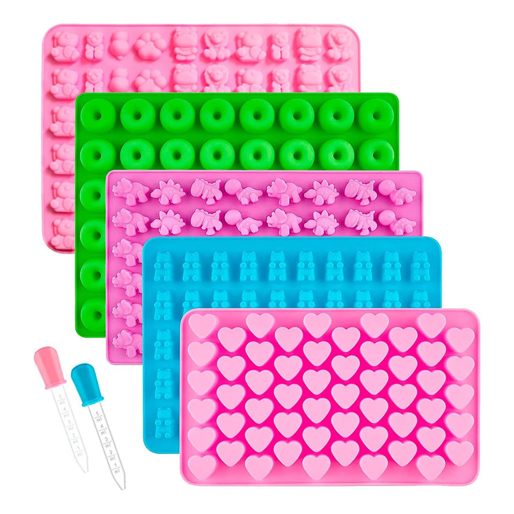 Kit com 2 Formas de Silicone Moldes Variados para Chocolate Gelatina Balas de Goma e Creatina