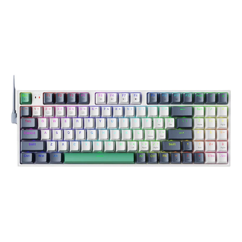 Teclado gamer Machenike K500-B94 QWERTY Machenike Red us english cor branco com luz RGB