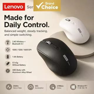 Mouse Lenovo N220 sem Fio Duplo Modo Bluetooth 5.1 e 2.4G Ergonômico para PC e Laptop