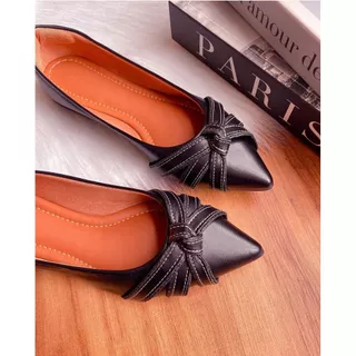 Sapatilha Feminina Rasteirinha Sandália Mocassim Feminino Casual Preta Sapato Social Bico Fino Molec