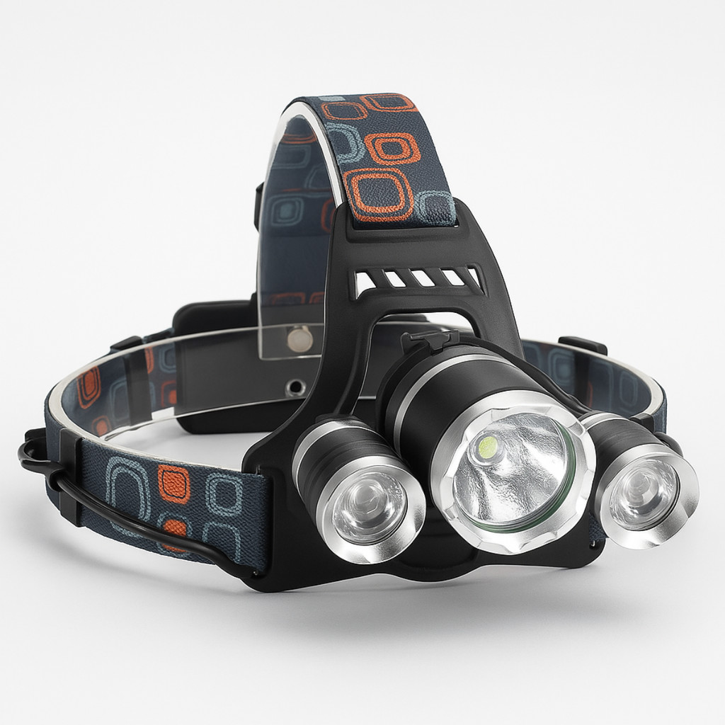 Lanterna de Cabeça 3 LEDs Profissional com 3 Modos Bateria Recarregável ...