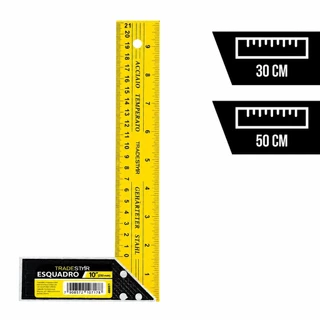 squadro Profissional em Aço 30 e 50cm Régua Metálica Carpinteiro Pedreiro Marcenaria Construção