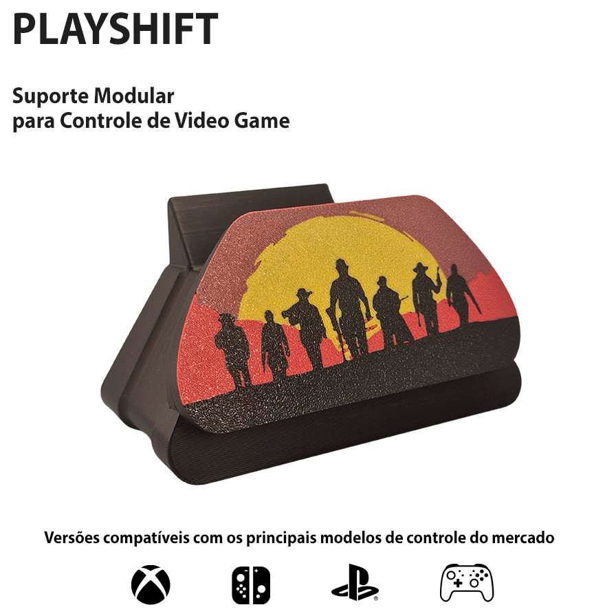 Suporte Controle VideoGame da PlayShift - Tema Red Dead (XBOX, PLAYSTATION PS5, PRO CONTROLLER e JOY-CON)