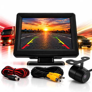 Tela Fixa Monitor Veicular 4.3 Rca + Câmera De Ré Borboleta