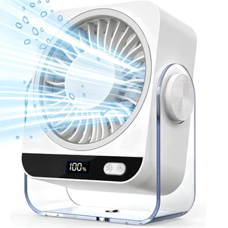 Ventilador Portátil de Mesa e Parede Recarregável 3600mAh 5 Velocidades Tela LED