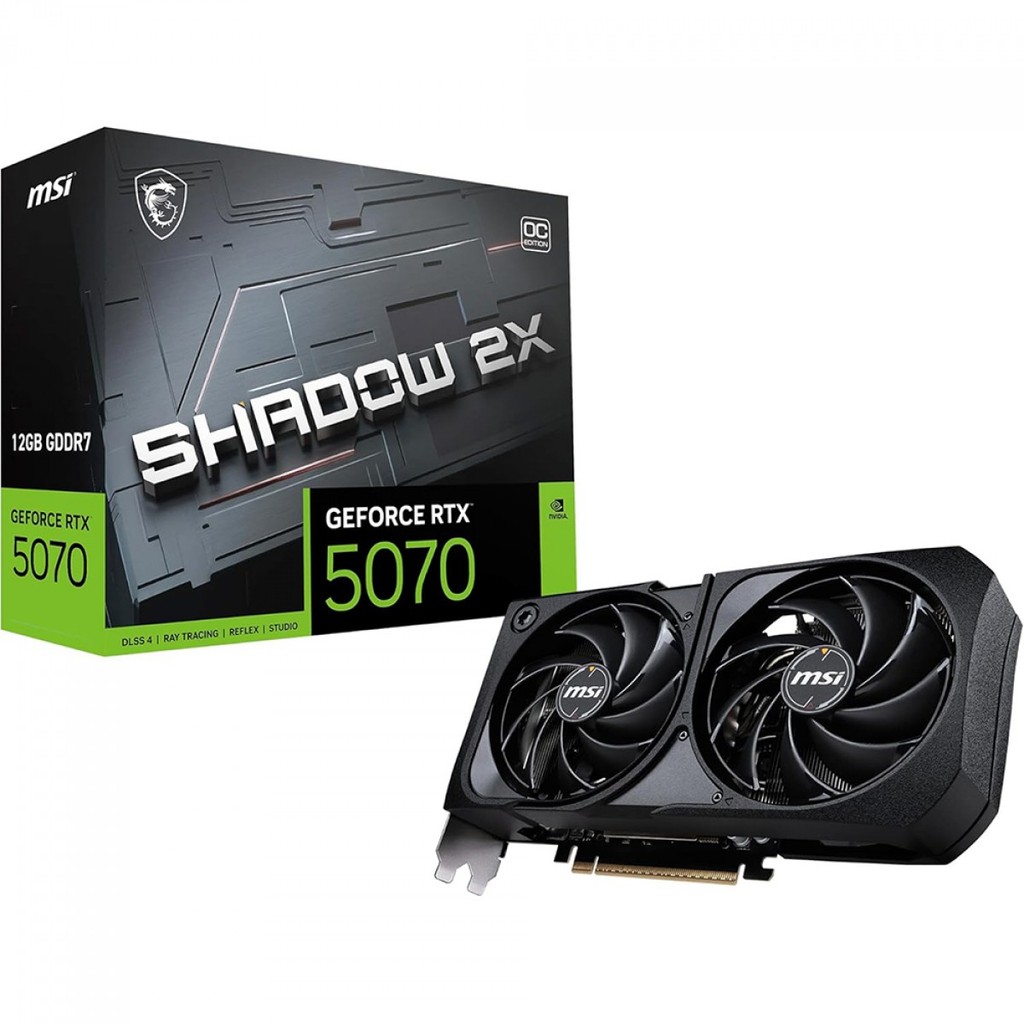 Placa de Vídeo MSI NVIDIA GeForce RTX 5070 Shadow 2X OC, 12GB, GDDR7, DLSS, Ray Tracing, 912-V532-011