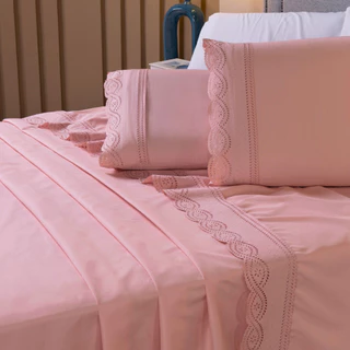 Jogo de Lençol Casal Roupa de Cama 400 Fios 3 Peças Bordado Inglês Tecido Macio Aveludado em Oferta na Shopee