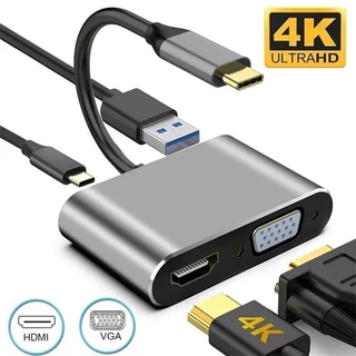 Hub Tipo C com Saída HDMI 4K VGA Full HD USB 3.0 e Alimentação PD 4 em 1