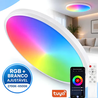Luz de Teto Inteligente 21/24W RGB + CCT Controle por App e Voz Alexa Google 2700K-6500K Ajustável