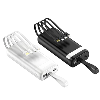 20000mah Carregador Power Bank Portátil Universal Saida 4 Cabos com lanterna LOJA CANAA