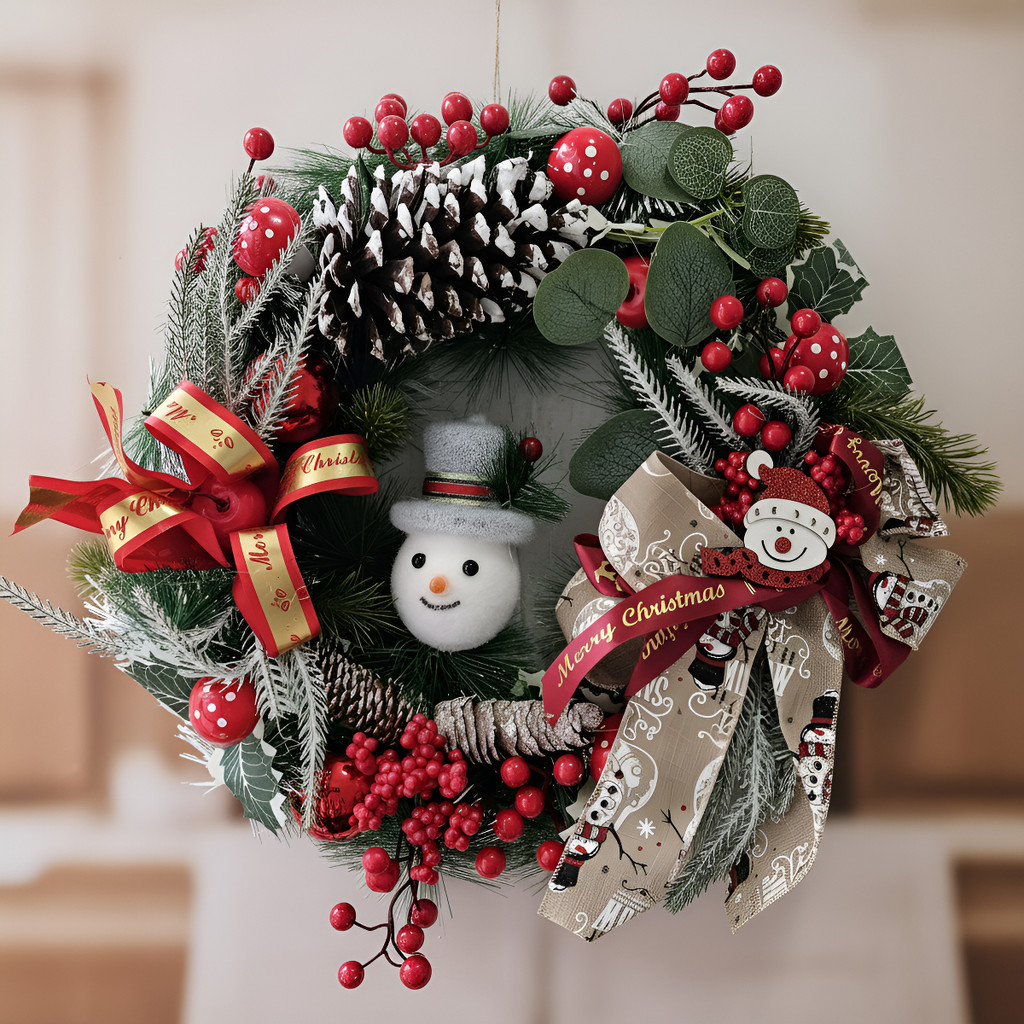 Guirlanda Natal Decorada 42 Cm Artesanal Porta Completa Luxo