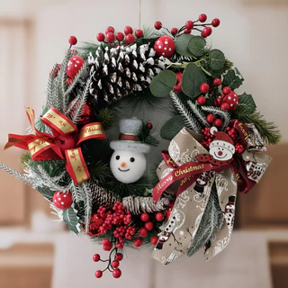 Guirlanda Natal Decorada 42 Cm Artesanal Porta Completa Luxo