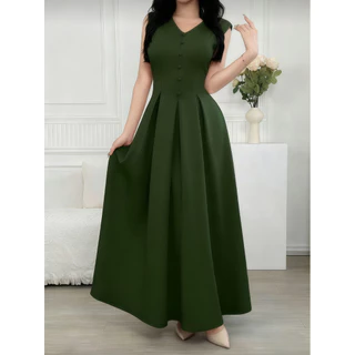 Vestido Longo De Cor Sólida Elegante Feminino P M G em Oferta na Shopee