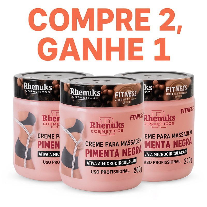 Kit 3 Gel Creme Redutor de Medidas 200g Pimenta Negra | Shopee Brasil