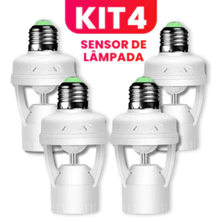 Kit 4 Sensor de Movimento para Lâmpada Soquete E27 com Sensor de Presença Bivolt 110V~220V até 60W CASA.S