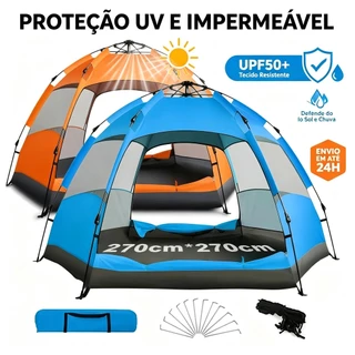 Barraca de Acampamento Automática 5-8 Pessoas, 270x270x150cm, Impermeável 2000mm, Fácil Montar, Ventilação para Camping