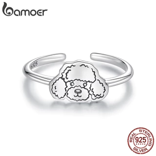 Anel Aberto De Prata Esterlina 925 Bamoer Tamanho Ajustável Poodle Joias Da Moda Presentes Para Mulheres em Oferta na Shopee