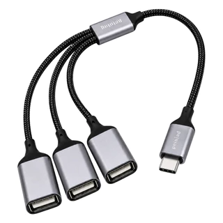 Adaptador Hub Usb-C Com 3 Saídas USB Fêmea Cabo Trançado 35cm 480mbps 3.1A Para Macbook